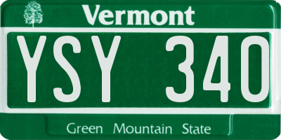 VT license plate YSY340
