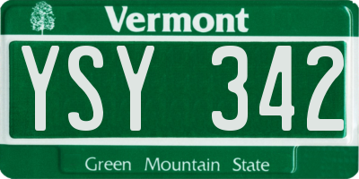 VT license plate YSY342