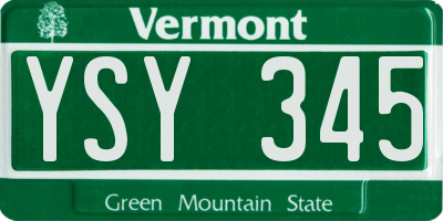 VT license plate YSY345