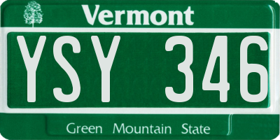 VT license plate YSY346