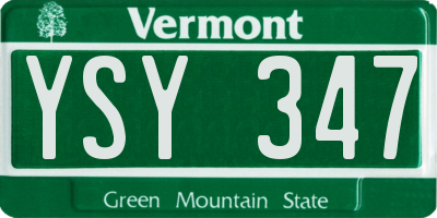 VT license plate YSY347