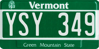 VT license plate YSY349