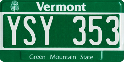 VT license plate YSY353