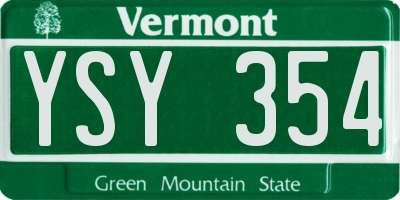 VT license plate YSY354