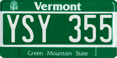 VT license plate YSY355