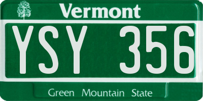 VT license plate YSY356