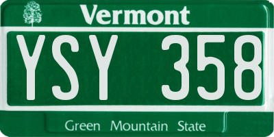 VT license plate YSY358