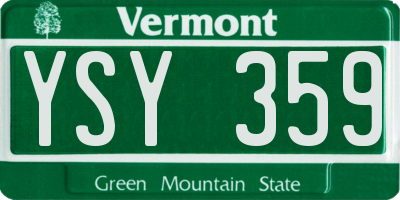 VT license plate YSY359
