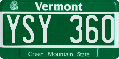 VT license plate YSY360