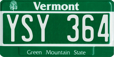 VT license plate YSY364