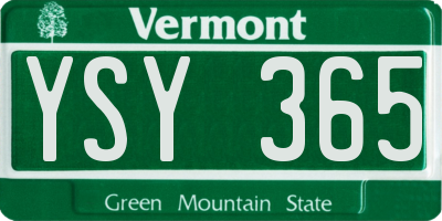 VT license plate YSY365