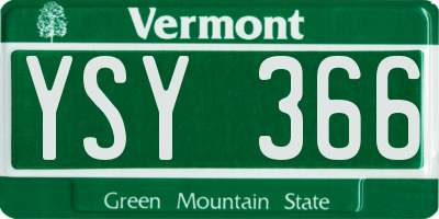 VT license plate YSY366
