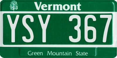 VT license plate YSY367