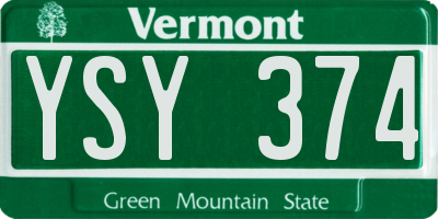 VT license plate YSY374