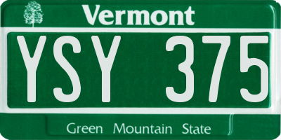 VT license plate YSY375