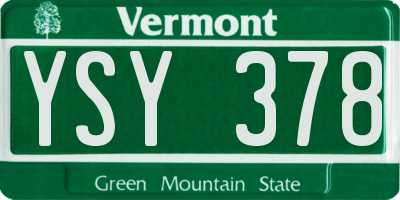 VT license plate YSY378