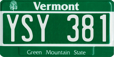 VT license plate YSY381