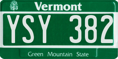 VT license plate YSY382