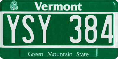 VT license plate YSY384
