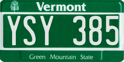 VT license plate YSY385