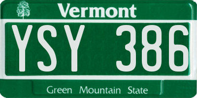VT license plate YSY386