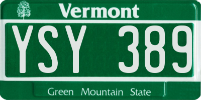 VT license plate YSY389