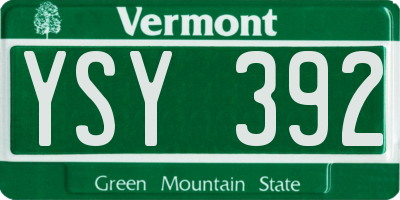 VT license plate YSY392