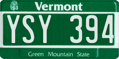 VT license plate YSY394