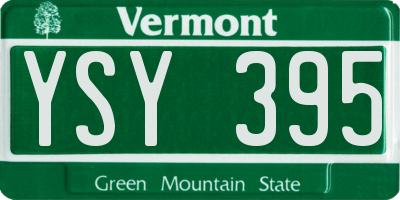 VT license plate YSY395