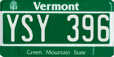 VT license plate YSY396