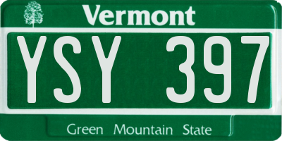 VT license plate YSY397