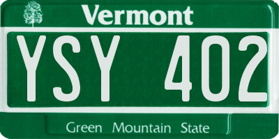VT license plate YSY402