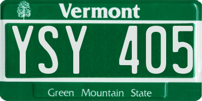 VT license plate YSY405