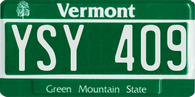 VT license plate YSY409