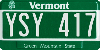 VT license plate YSY417