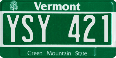 VT license plate YSY421