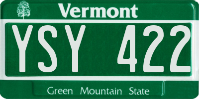 VT license plate YSY422