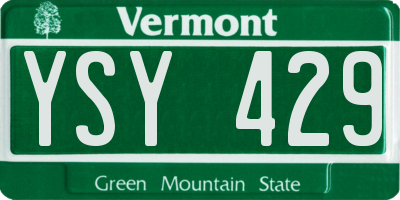 VT license plate YSY429