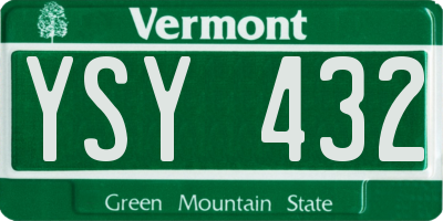 VT license plate YSY432