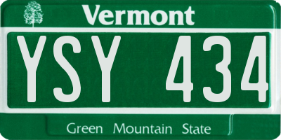 VT license plate YSY434