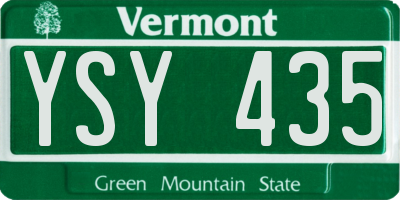 VT license plate YSY435