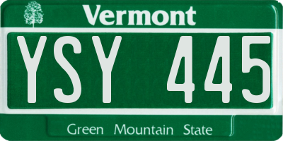 VT license plate YSY445