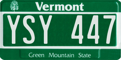 VT license plate YSY447
