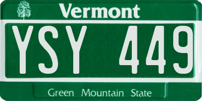 VT license plate YSY449