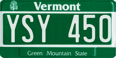 VT license plate YSY450