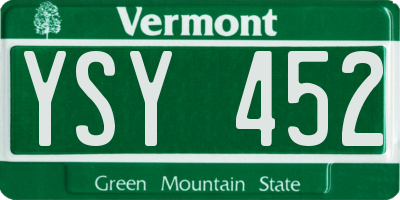 VT license plate YSY452