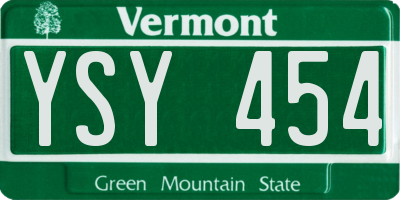 VT license plate YSY454