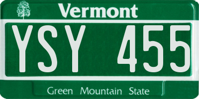VT license plate YSY455