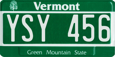 VT license plate YSY456