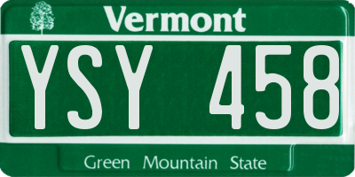 VT license plate YSY458